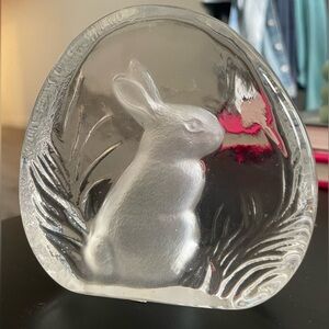 Zajecar Yugoslavia Lead Crystal Bunny Rabbit Paperweight Easter